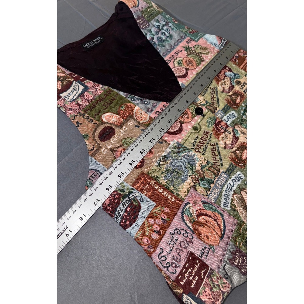 Saddle River Tapestry Fruit Print Vest Made in USA 90s Whimsigoth Vintage - Picture 10 of 10